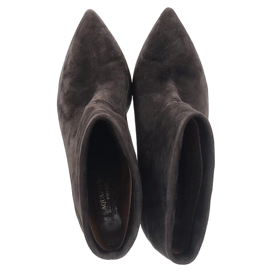 Aquazzura Folded Ankle Heeled Boots in Brown Suede - Image 4