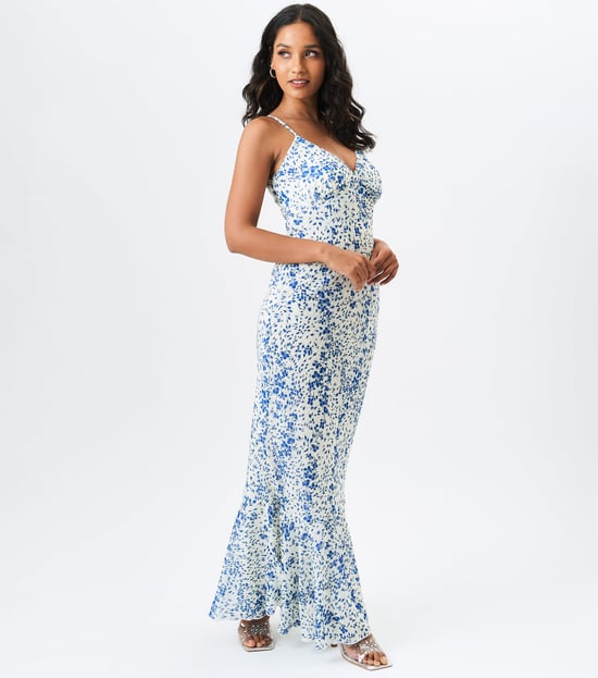 Dobby Bloemen Chiffon Spaghetti Maxi Jurk - Image 1