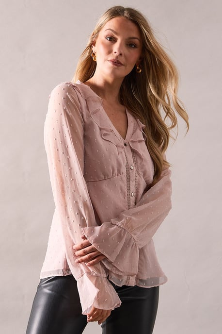 Tall Occasion Dobby Ruffle Blouse