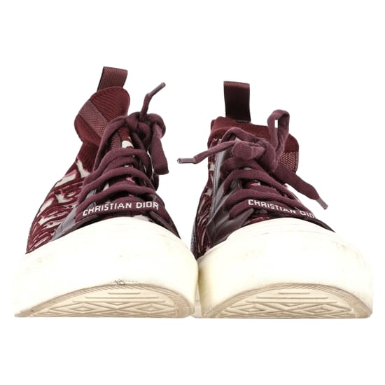 Christian Dior Walk 'n' Dior Knitted High-Top Sneakers in Burgundy Leather and Polyester - Image 2