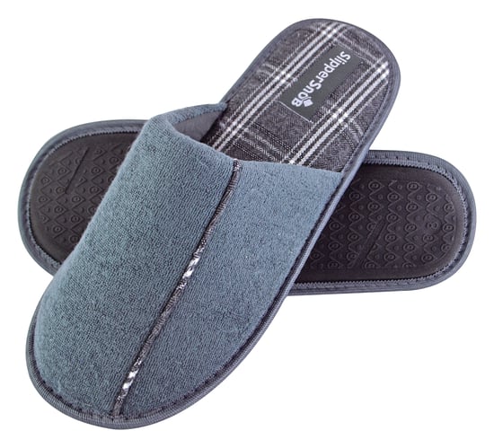 Slipper Snob - Mule-tofflor för herrar inomhus med slip-on | rutmönstrad sula | memory foam - Grå - Image 1