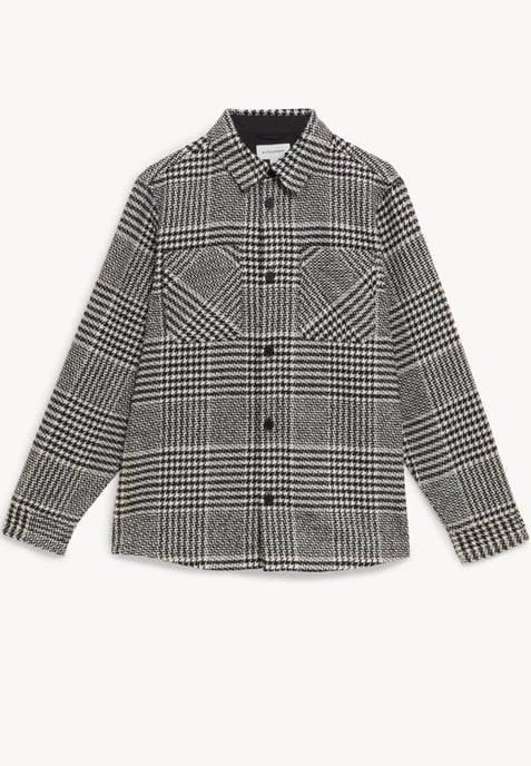 Autograph Mens Wool Blend Overshirt Black/White Check - Image 6