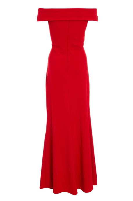 Red Bardot Ruched Split Maxi Dress
