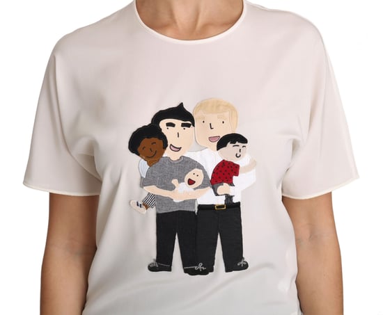 Dolce & Gabbana Dam Vit Silke Stretch #dgfamily T-shirt - Image 4
