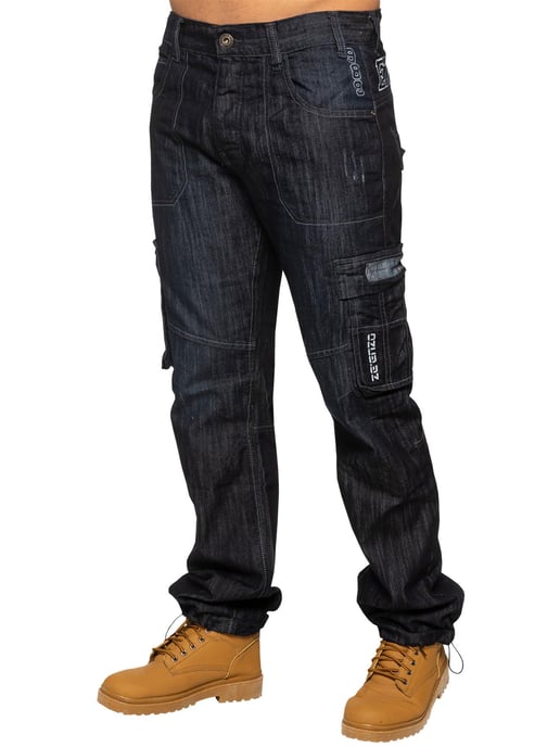 Enzo | Heren Combat Denim Jeans - Donkerblauw - Image 1
