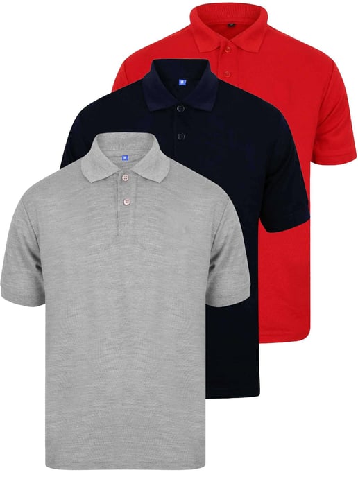 Kruze | Mens Polo Shirts (3 Pack) - GRY/NVY/RED