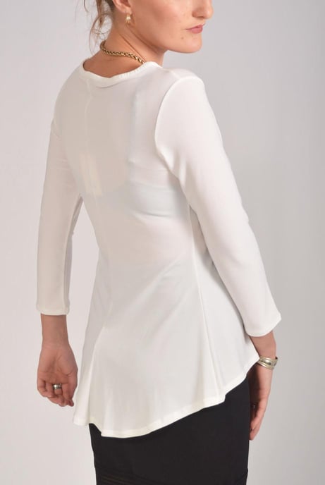 Ivory Jersey 3/4 Sleeve Peplum Top
