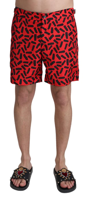 Dolce & Gabbana Herrars Röda Mönstrade Badshorts - Image 1