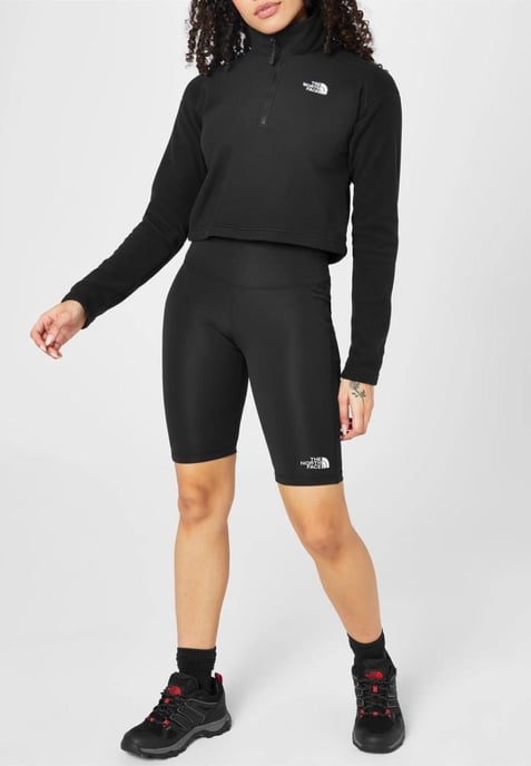 The North Face  Womens 100 Glacier Cropped ¼ Zip Fleece in Black