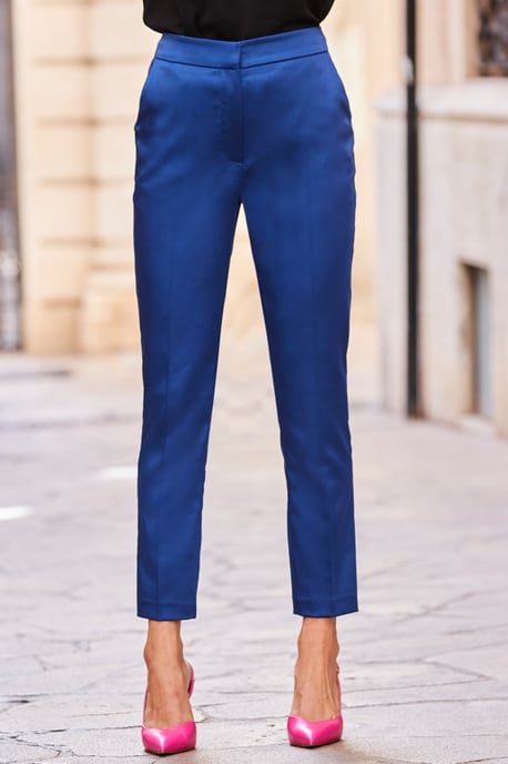 Midnight Blue Premium Satin Tuxedo Trousers