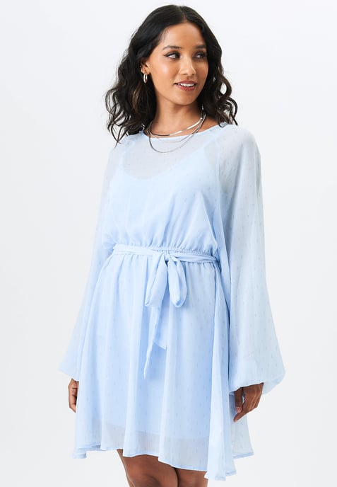 Long Sleeve Chiffon Foil Mini Dress - Image 3