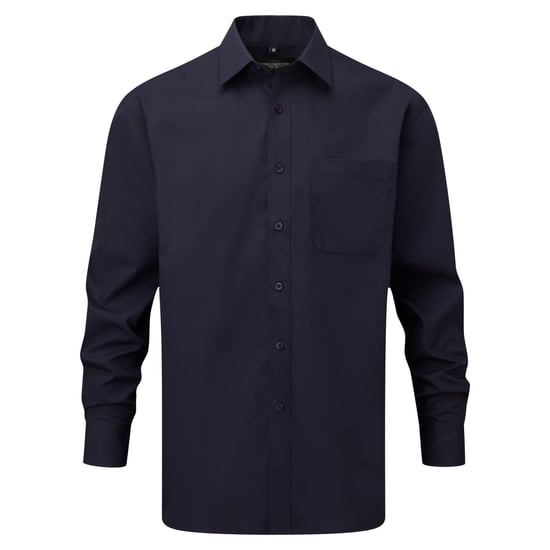 Russell Collection Mens Long Sleeve Shirt (French Navy)