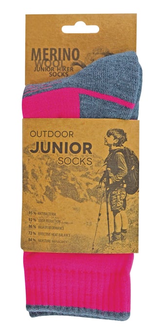Kids Merino Wool Hiking Socks | Comodo | Anti Blister Socks - Pink - Image 2