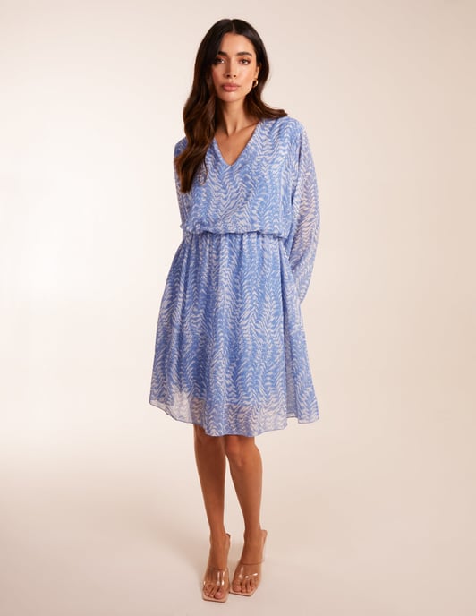 V Neck Chiffon Mini Dress