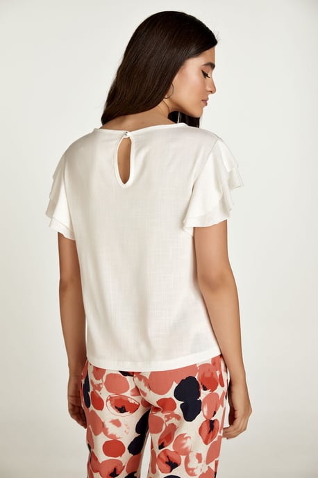 Frill Detail Ecru Top