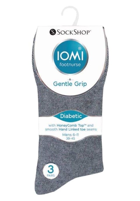 IOMI - Set van 6 sokken zonder elastiek diabetische sokken voor heren - Zwart / Marine / Grijs - Image 2