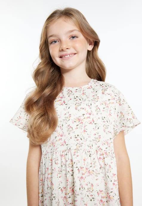 Dreimaster Dress wool white flower - Image 3