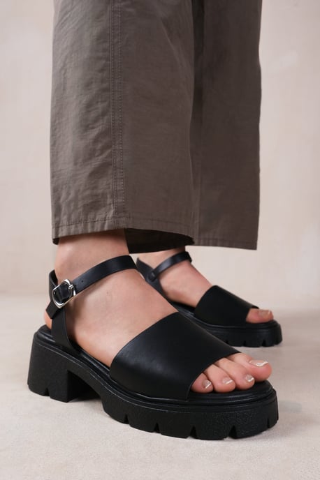 Where's That From Womens 'Lithe' Chunky Platform Strappy Sandals Faux Leather