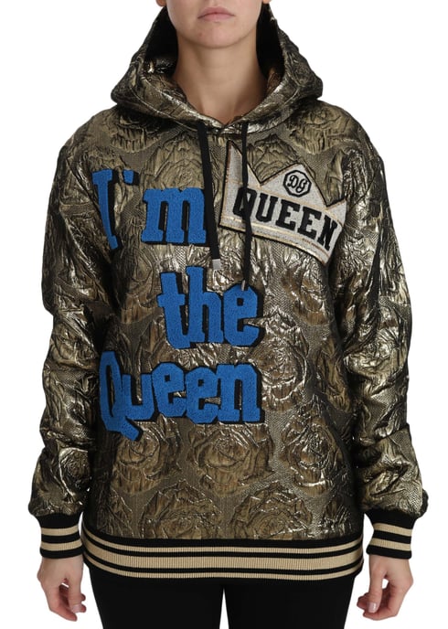 Dolce & Gabbana Jag är Drottningen Jaquard Guld Sweatshirt Hoodie - Image 1