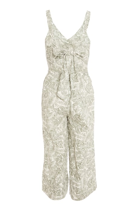 Petite Khaki Tropical Culotte Jumpsuit
