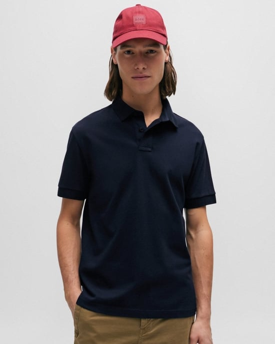 BOSS Orange Passenger Mens Stretch-Cotton Slim-Fit Polo Shirt with Logo Patch NOS - Image 1