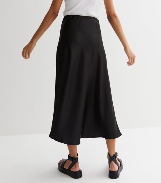 Satin Bias Cut Midi Skirt