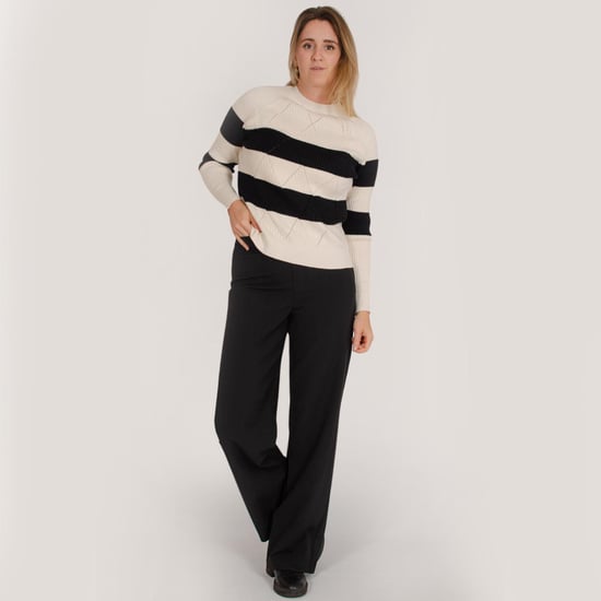Diamond Detail Striped Crew Neck Jumper