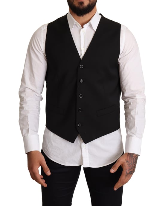 Dolce & Gabbana Herr svart ull formell västkjol - Image 1