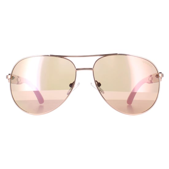 Guess Aviator Womens Shiny Rose Gold Brown Mirror GU7295 - Image 1