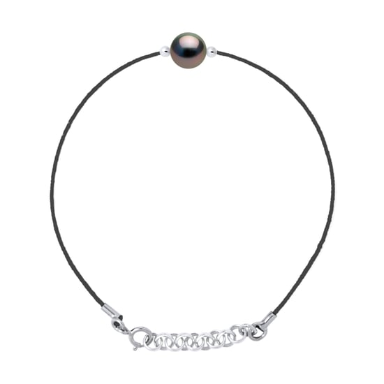 DIADEMA - Bracelet - Love Bond - Black Nylon - Tahitian Pearl - Rainbow