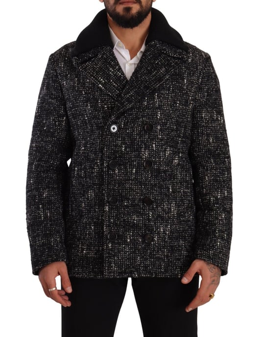 Dolce & Gabbana Svart Ull Dubbelknäppt Kappa Herrjacka - Image 1