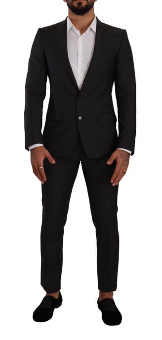 Dolce & Gabbana Heren Zwarte MARTINI Eengespijlde 2-delige Pak - Image 1