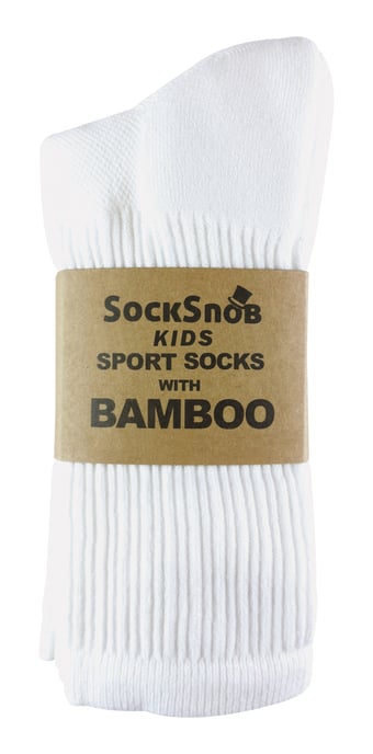 12 par multipack bambu-sportstrumpor för barn | Sock Snob | mjuka, andningsaktiva, atletiska löparstrumpor | perfekta strumpor för gymnastik och idrottsdagar - vit - Image 2
