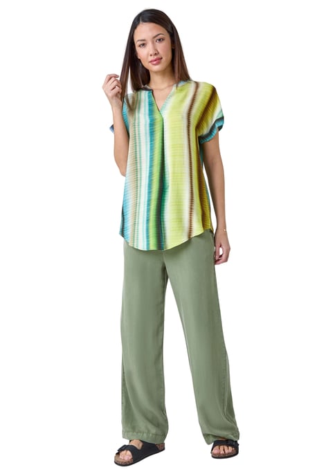 Tie Dye V-Neck Pleat Detail Top