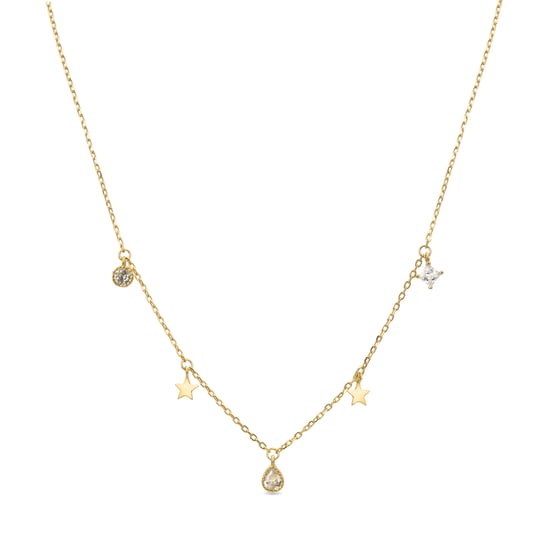 Luxenter Star Necklace made of 925 sterling silver and brilliant zirconia finished in 18 carat yellow gold plating