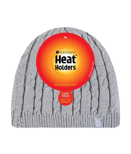 Womens Ribbed Cable Knit Fleece Lined Thermal Knitted Beanie Hat - Image 2