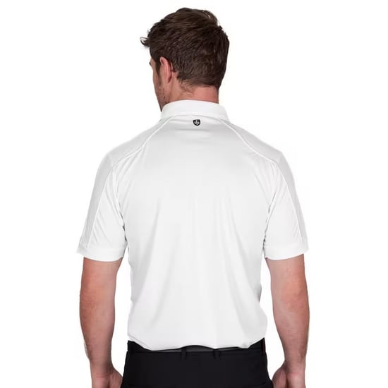 Island Green Mens Topstitched Golf Polo Shirt (White) - Image 2