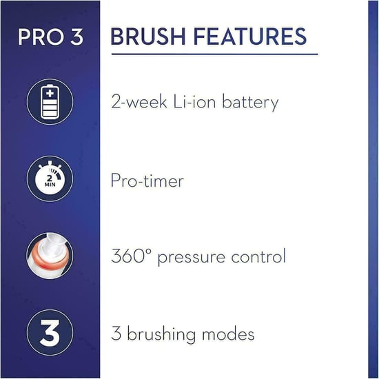 Oral-B Pro 3 3900 Electric Smart Pressure Sensor Duo Toothbrushes, Black & Pink - Image 3