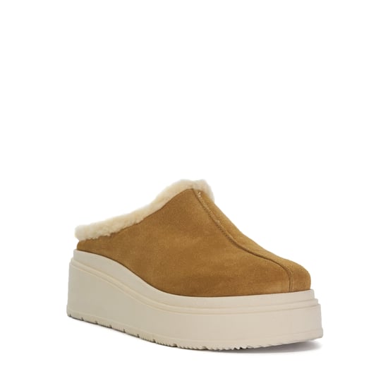 Dune Ladies Gracias - Suede Faux Shearling Flatform Mules