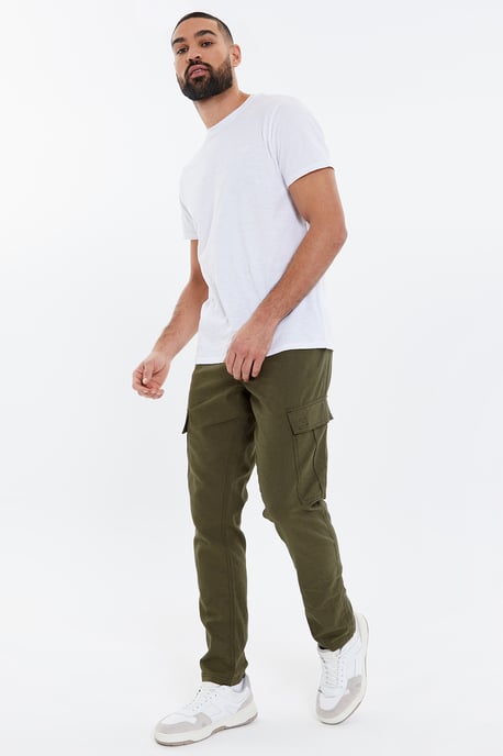 'Gordon' Linen Blend Pull On Cargo Trousers