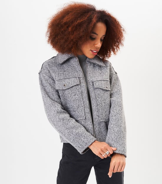 Cropped Wool Blend Jacket
