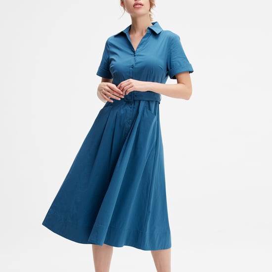 Flared cotton shirt dress