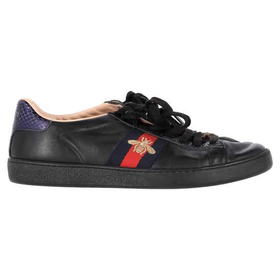 Gucci Ace Bee Low-Top Sneakers in Black Calfskin Leather - Image 1