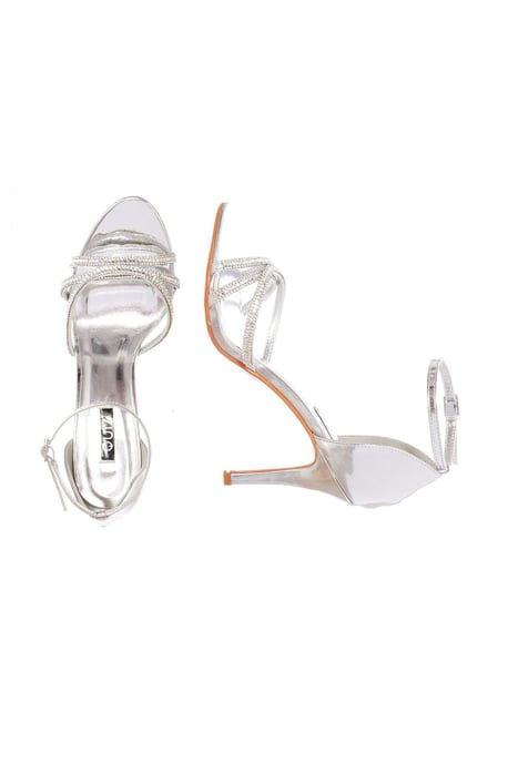 Silver Diamante Heel Sandals