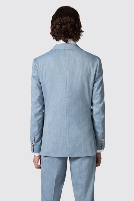 Looten Slim Fit Blue Linen Jacket