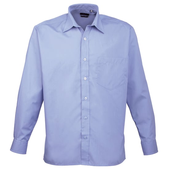 Premier Heren Premier Poplin Formeel Overhemd Met Lange Mouwen (Middenblauw) - Image 1