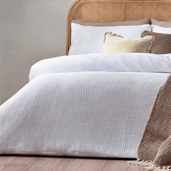 Yard Chunky Waffle 100% Cotton Duvet Cover Set - Image 4