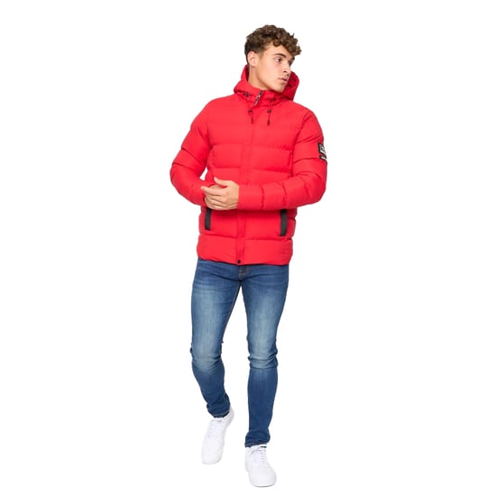 Crosshatch Mens Kampleys Embossed Padded Jacket (Red) - Image 4