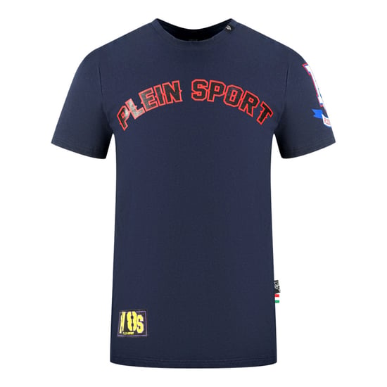 Plein Sport Multi Colour Logos Navy Blue T-Shirt - Image 1