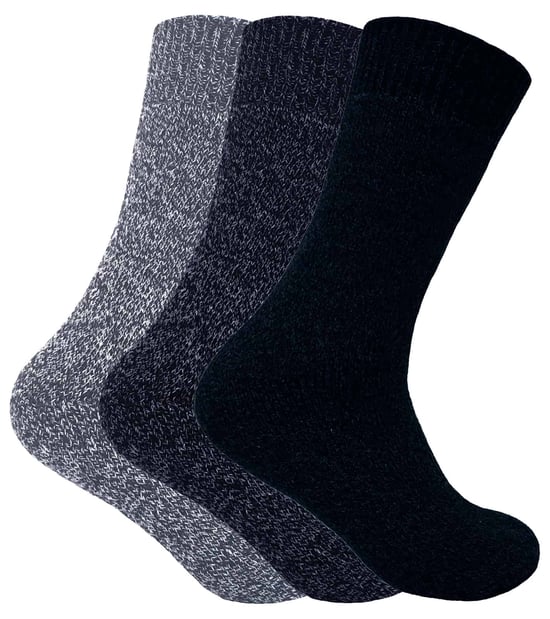 3 Pairs Mens Padded Sole Winter Warm Thermal Wool Walking Boot Socks - Image 1